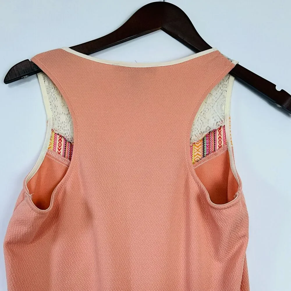 Buckle Boho Skater Dress Size Medium Embroidered Peach Racerback Sporty